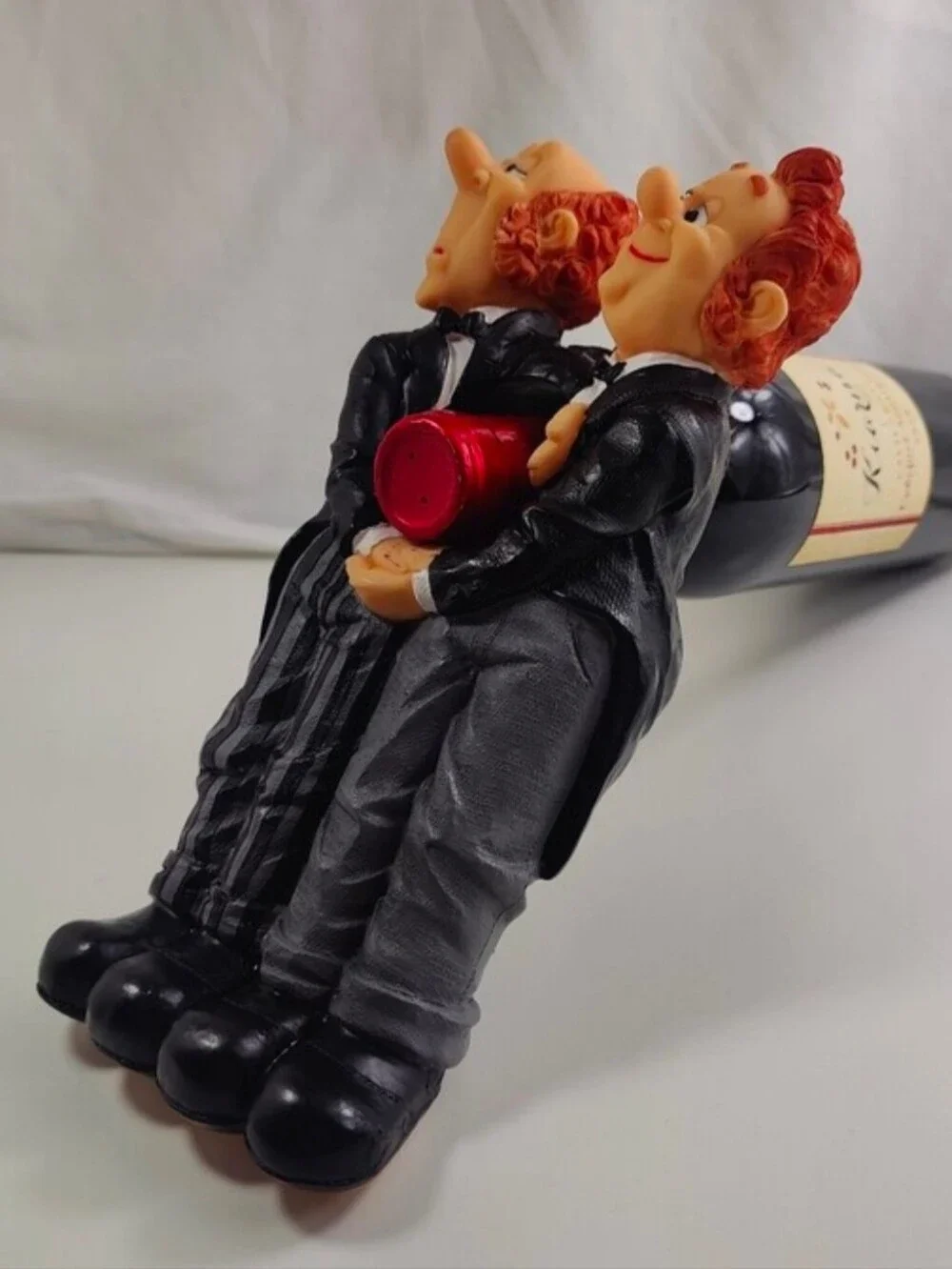Vintage Miko B. Resin Wine Bottle Holder Butler Figurine 7.5